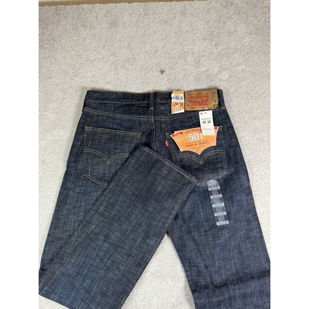 Levi's 501XX Original Fit Jeans Mens 32x32 Dark Wash Straight Leg Denim Dad NEW